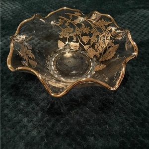 Vintage Ruffle Bowl with Silver Overlay in Flanders Pattern